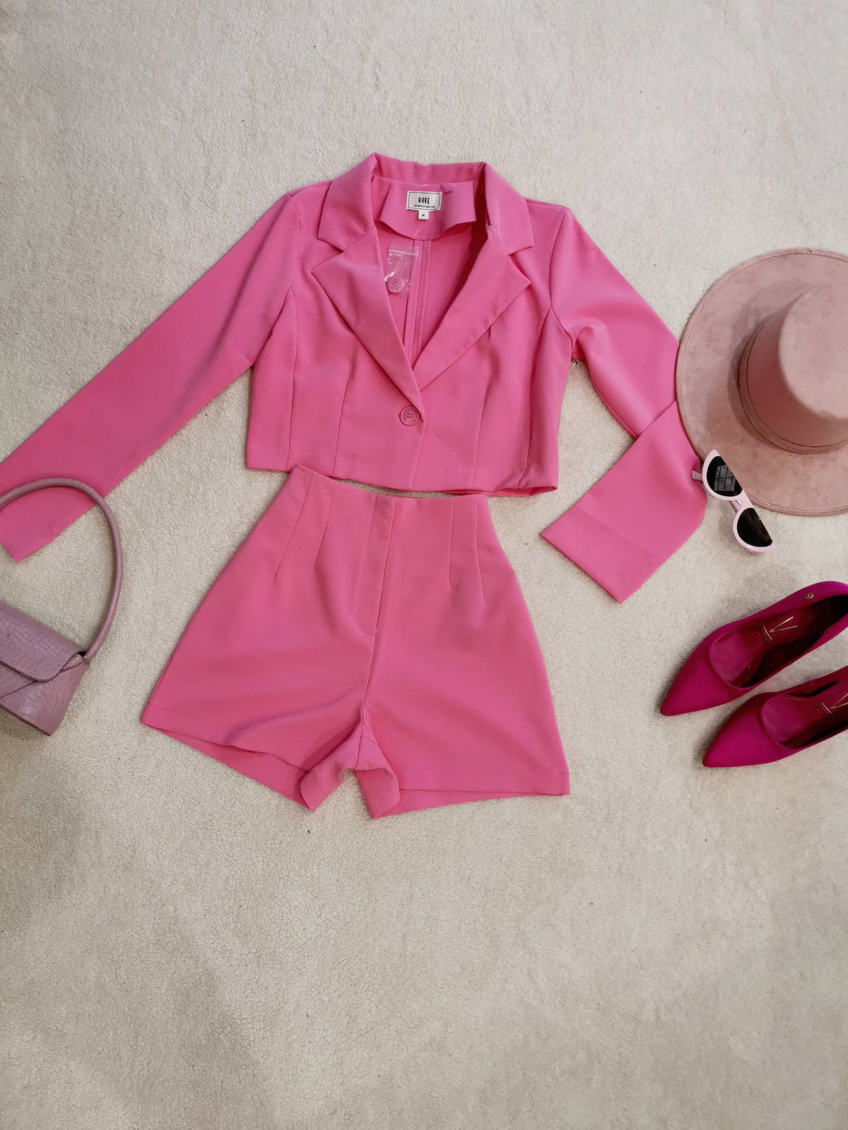 short y blazer hot pink